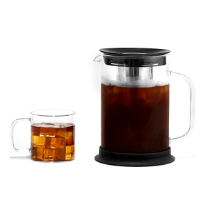 Wholesale Stainless Steel Infuser Silicone Base Clear Heat Resistant Glass Cold Brew Coffee Maker Teapot