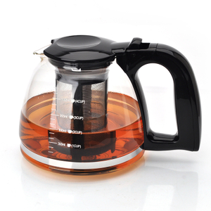 Factory Produce Cheap Price Plastic Handle Lid Glass Teapot With Filter