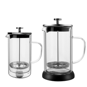 Full Capacity Heat Resistant Borosilicate Glass Double-Wall French Press Coffee Tea Maker With Stainless Steel Plunger