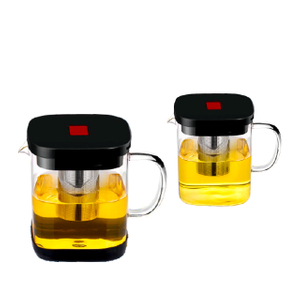 Modern Style Square Shape With Silicone Bottom 600/1000ML Heat Resistant Glass Teapot