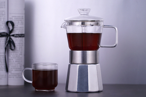 2021 New High Quality Modern Espresso Glass Top Part Aluminium Moka Pot Coffee Pot